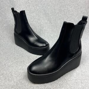 Y2K Nine West Chunky Sole Toe Pull On Chelsea Ankle Boots 9.5 90s Goth Baddie